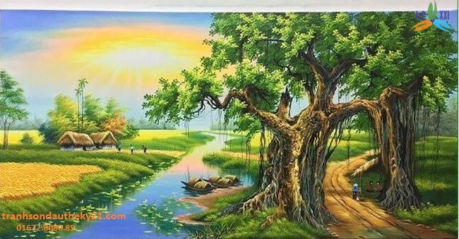 Tranh phong cảnh đồng quê 09. Xưởng vẽ tranh sơn dầu uy tín Hà Nội