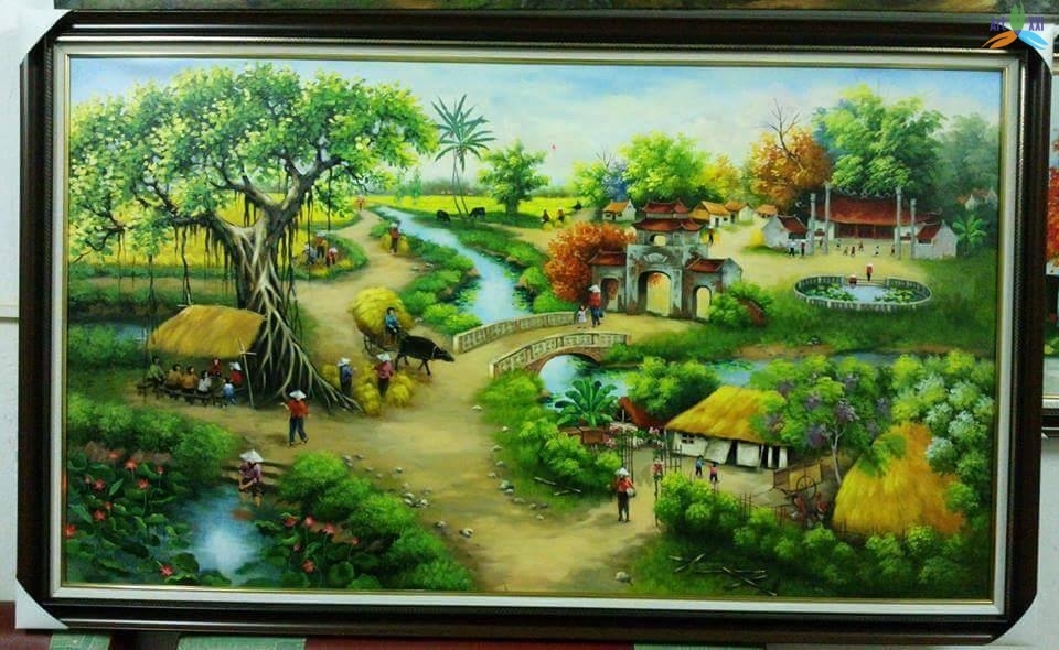 Tranh phong cảnh đồng quê 02. Xưởng vẽ và bán tranh sơn dầu Hà Nội | 5giay