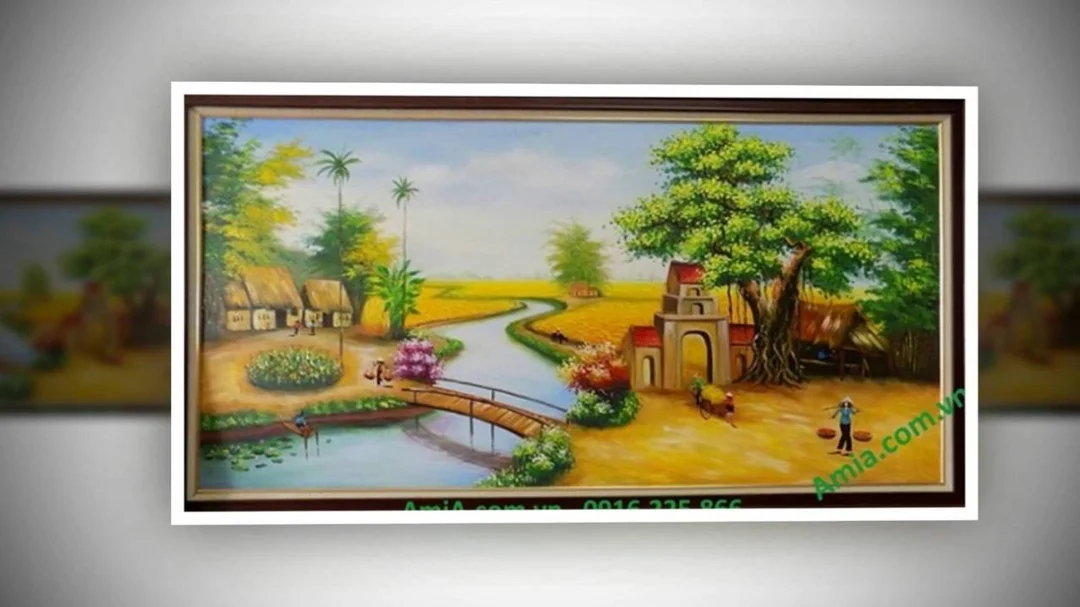 10 mẫu tranh sơn dầu phong cảnh làng quê Việt Nam