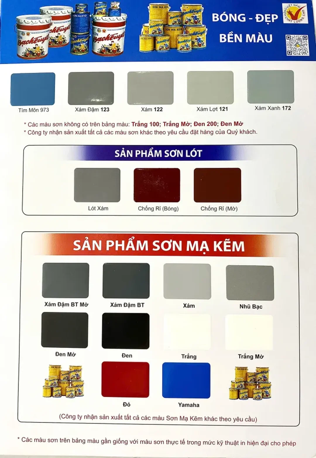 bảng màu sơn dầu bạch tuyết khi thi công thực tế