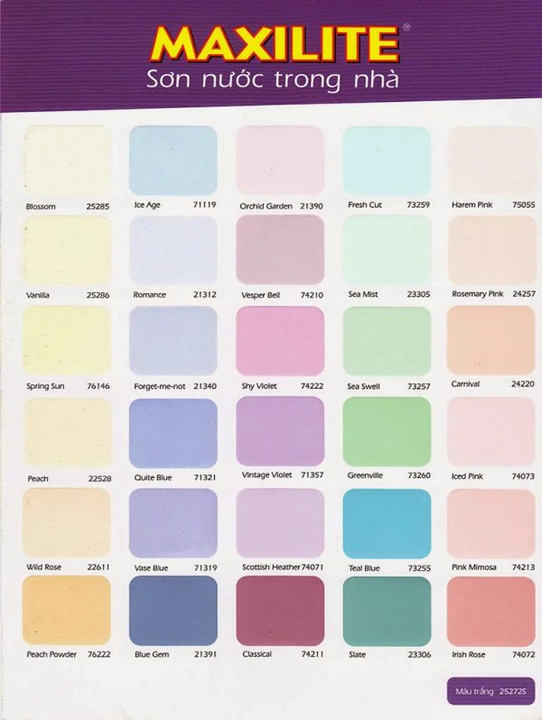 Bảng màu sơn dầu Dulux Maxilite tham khảo bảng màu sơn dầu Dulux và bảng màu Maxilite tham khảo