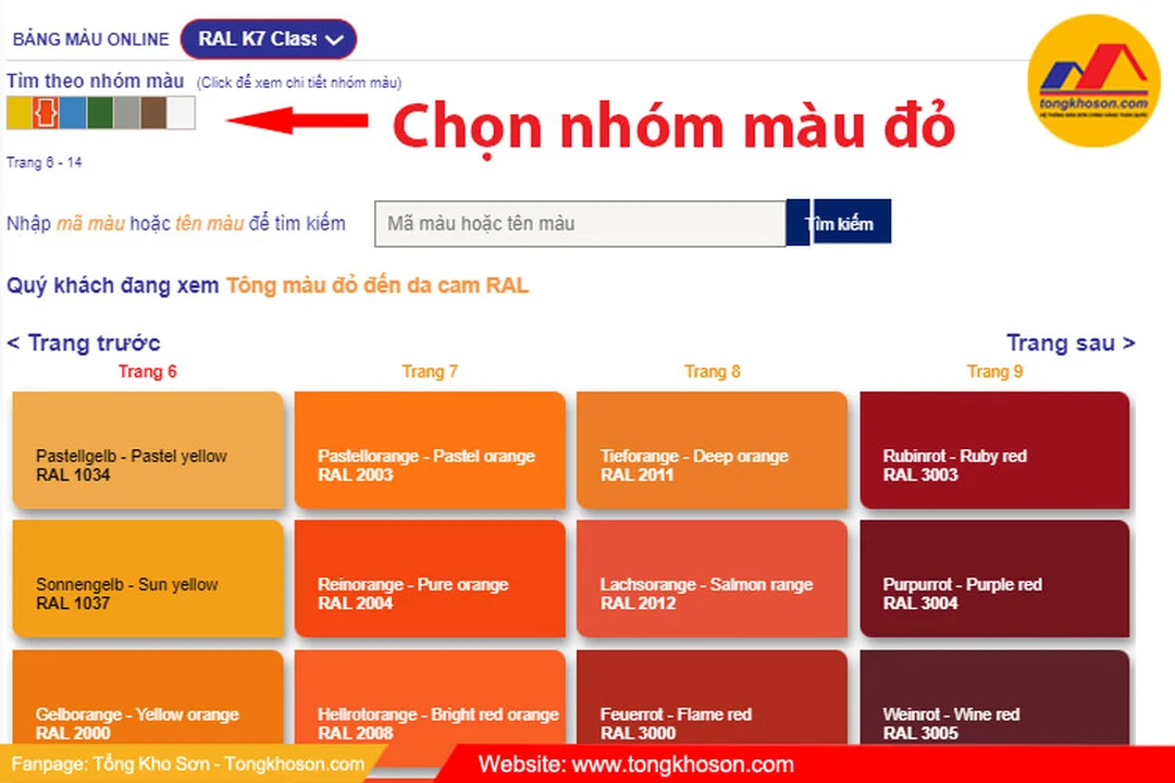 Bảng màu sơn dầu nhóm vàng đỏ nâu bảng màu sơn dầu Galant nhóm vàng đỏ nâu dùng làm tham chiếu sắc độ