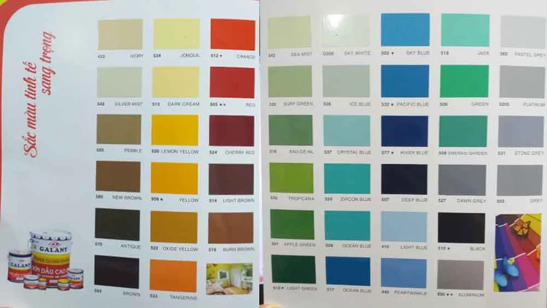 Bảng màu sơn dầu Galant nhiều mã màu bảng màu sơn dầu Galant với nhiều mã màu cho gỗ và sắt