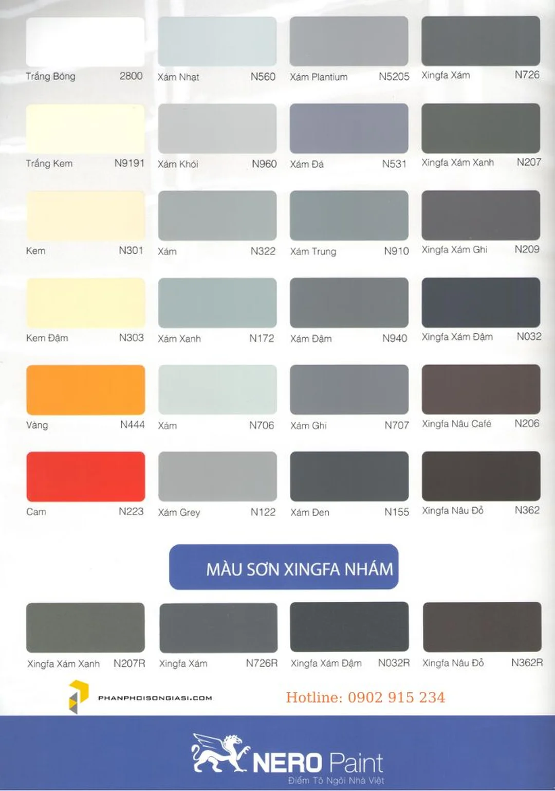 Bảng màu sơn dầu Nero tham khảo sắc độ nội thất bảng màu sơn dầu Nero dùng tham khảo khi chọn sắc độ cho không gian nội thất