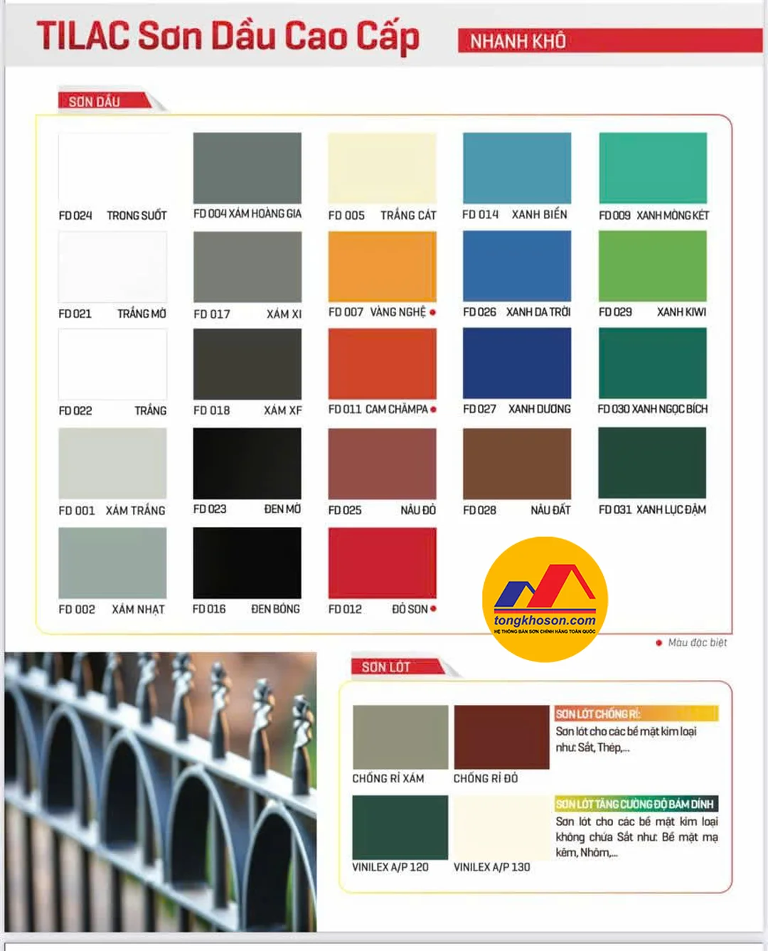 Bảng màu sơn dầu Nippon Tilac FD bảng màu sơn dầu nippon cao cấp Tilac FD cho kim loại và gỗ