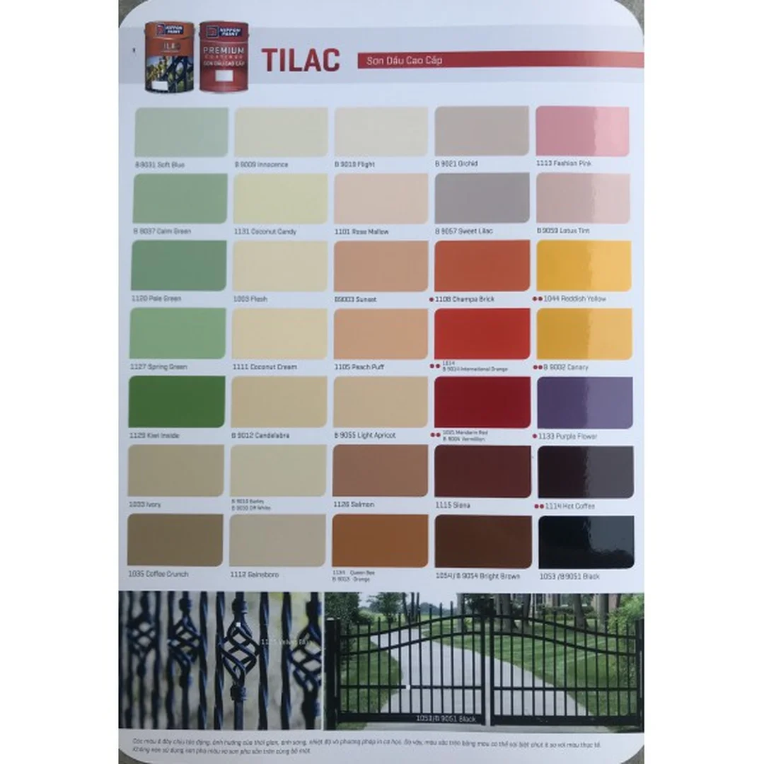 Bảng màu sơn dầu Nippon dùng khi thi công Tilac bảng màu sơn dầu nippon trên mẫu Tilac dùng cho thi công