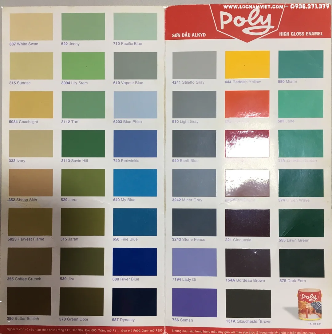 Bảng màu sơn dầu Poly nhóm mã màu cơ bản Bảng màu sơn dầu Poly nhóm mã màu cơ bản