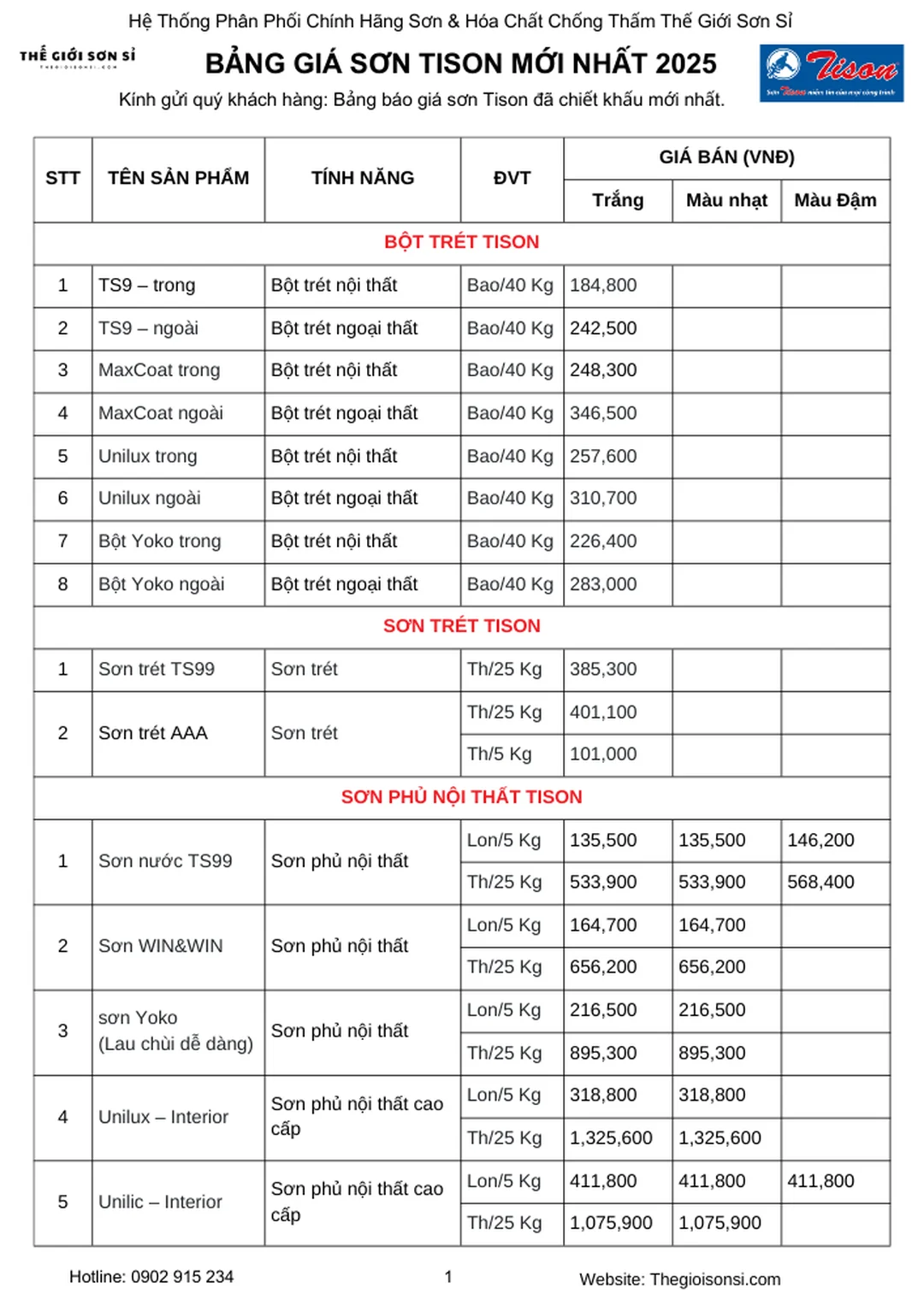 Bảng màu sơn dầu Tison cập nhật 2026 bảng màu sơn dầu Tison cập nhật cho người chọn màu công trình