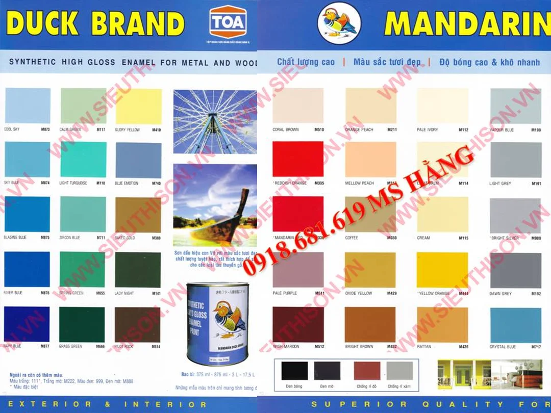 Bảng màu sơn dầu TOA Con Vịt tham khảo bảng màu sơn dầu toa con vịt dùng cho câu hỏi thường gặp