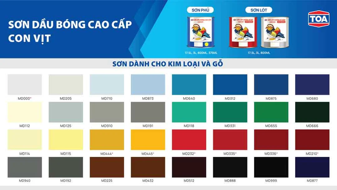 Bảng màu sơn dầu TOA Con Vịt dùng cho kim loại và gỗ bảng màu sơn dầu toa con vịt phân biệt với màu vẽ tranh