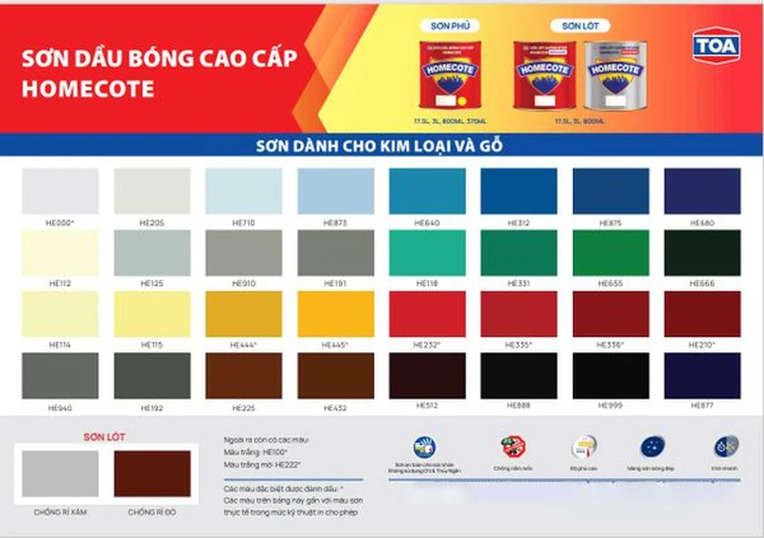 Bảng màu sơn dầu TOA Homecote bản in bảng màu sơn dầu TOA Homecote bản in lớn