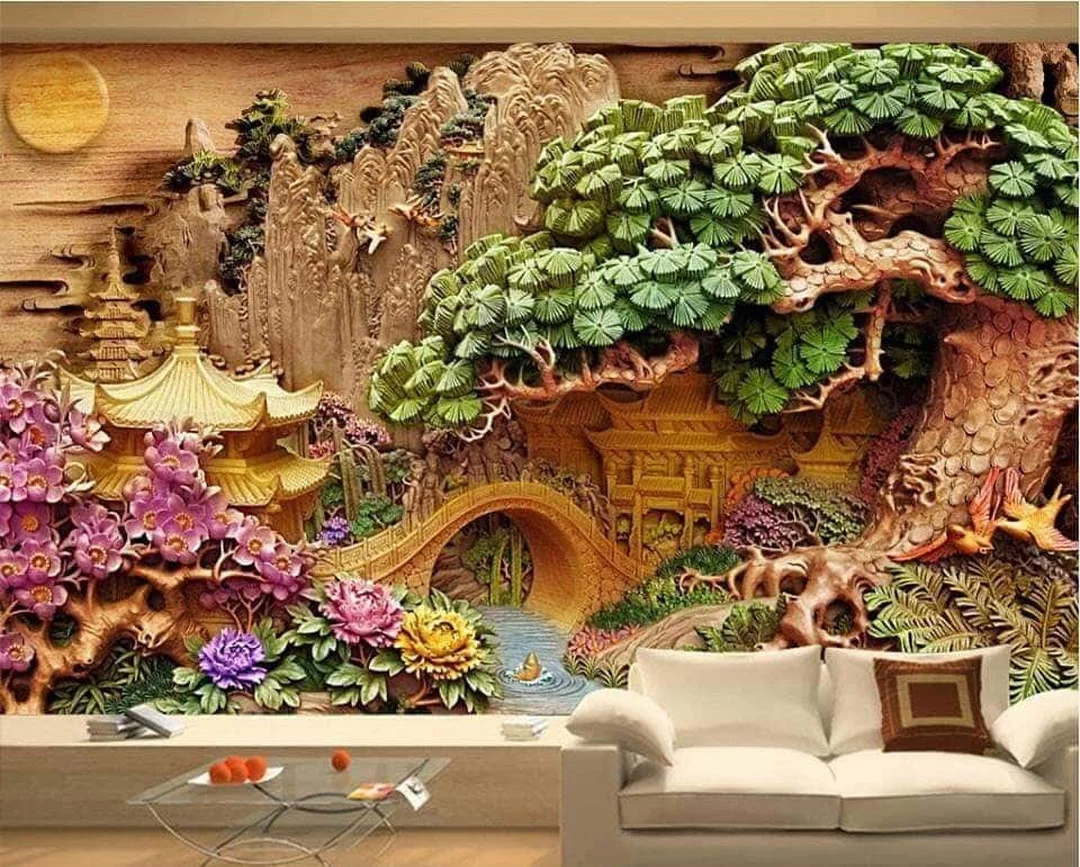 Mẫu tranh dán tường 3D khổ lớn báo giá tranh 3d phụ thuộc chất liệu và kích thước tường