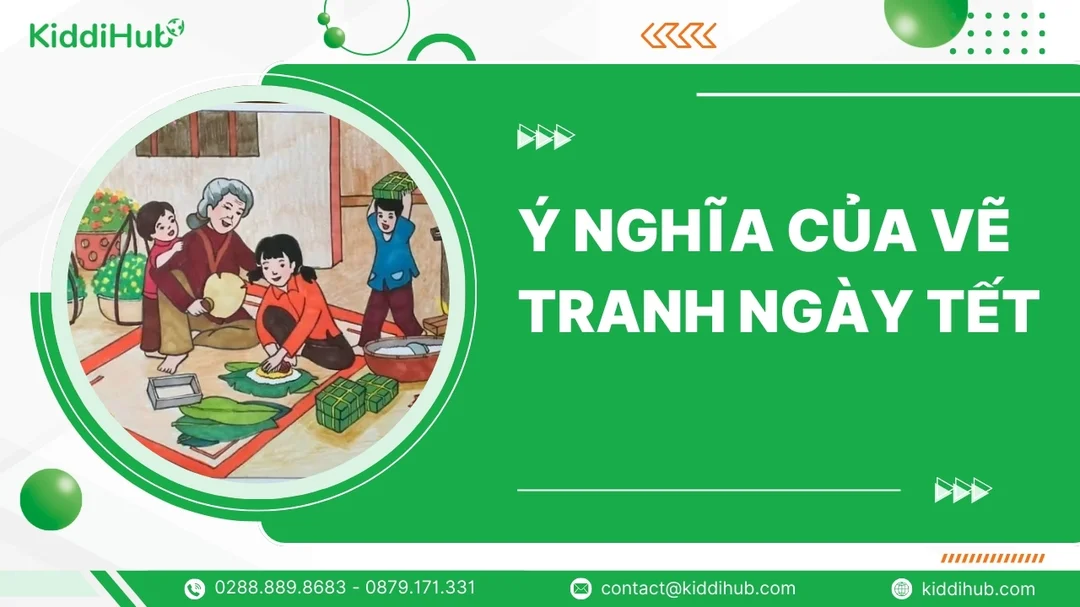 Bố cục vẽ tranh trang trí tết với cảnh sum vầy