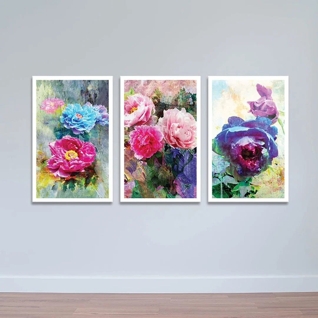 Bộ tranh hoa hồng canvas ba tấm trang trí hiện đại bộ tranh hoa hồng canvas ba tấm trang trí hiện đại
