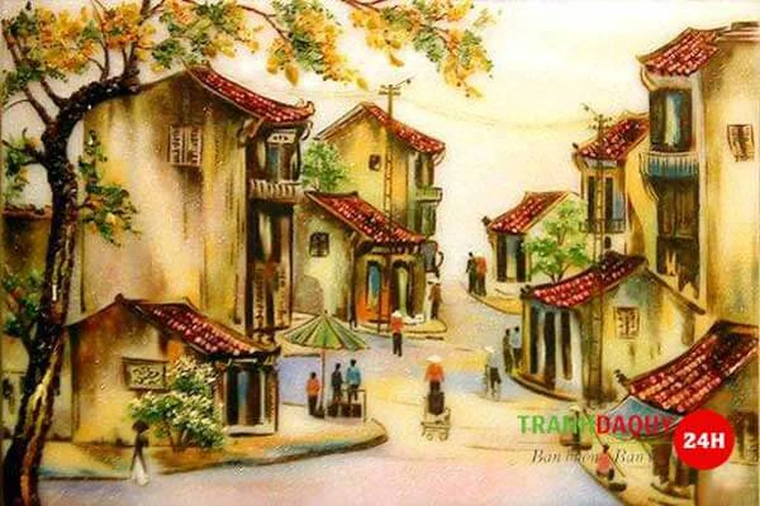bộ tranh phố cổ hà nội đá quý cảnh phố xưa Hà Nội