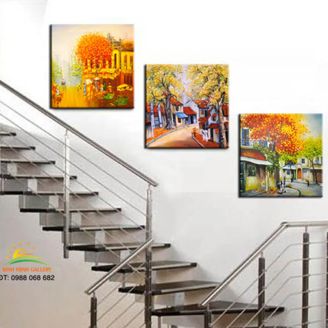 bộ tranh phố cổ hà nội treo tường phong cách Hà Nội xưa