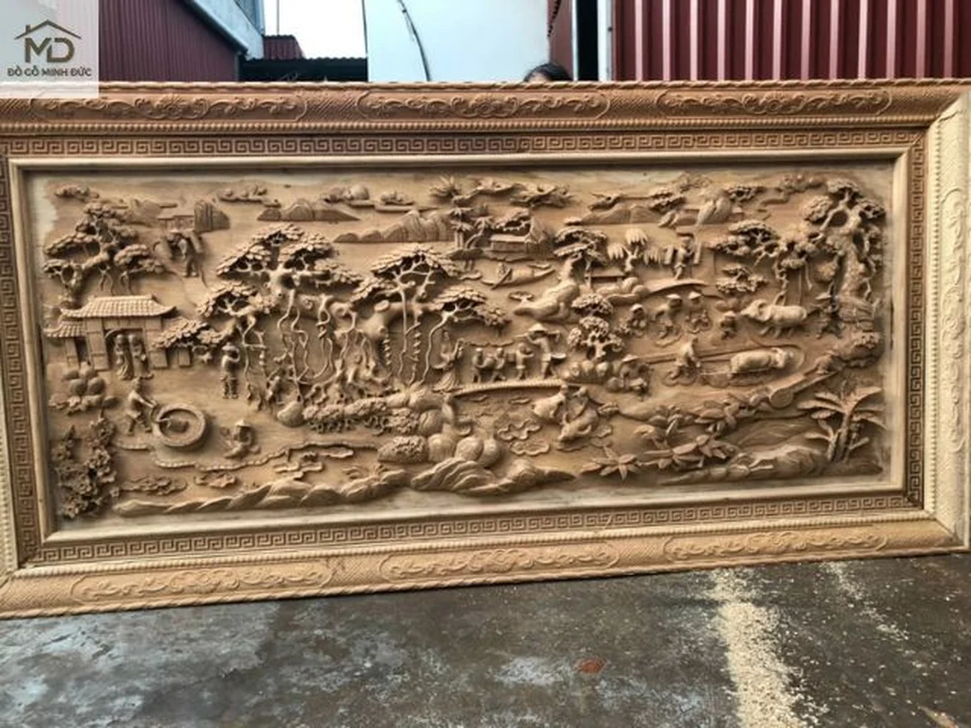 Bức tranh đồng quê bằng gỗ hương đá cho nhà Việt bức tranh đồng quê bằng gỗ hương đá cho nhà Việt