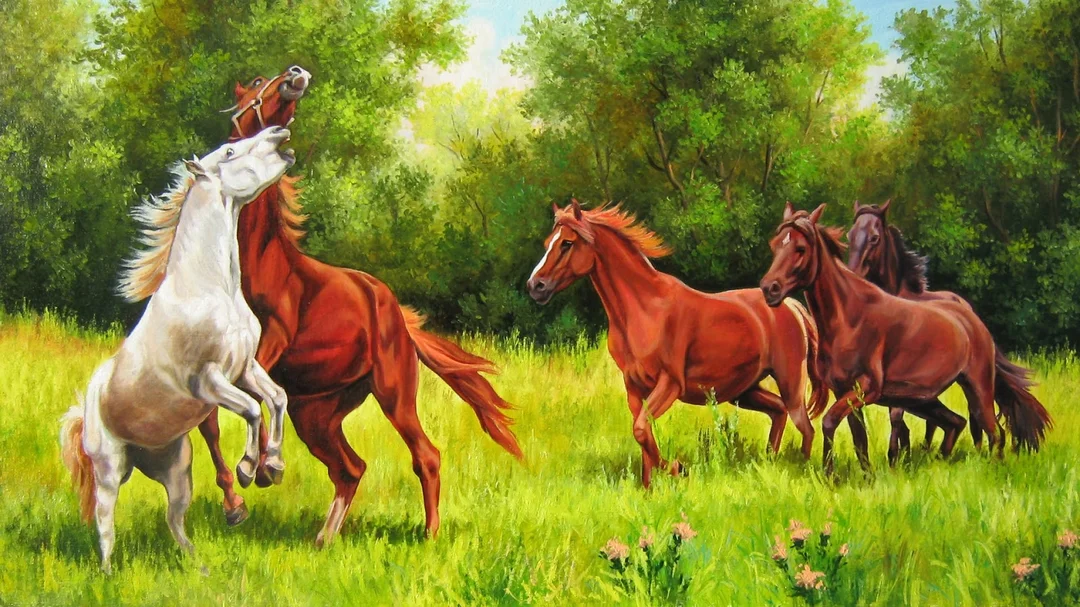Cách treo tranh ngựa trên đồng cỏ cho không gian rộng cách treo tranh ngựa trên đồng cỏ cho không gian rộng