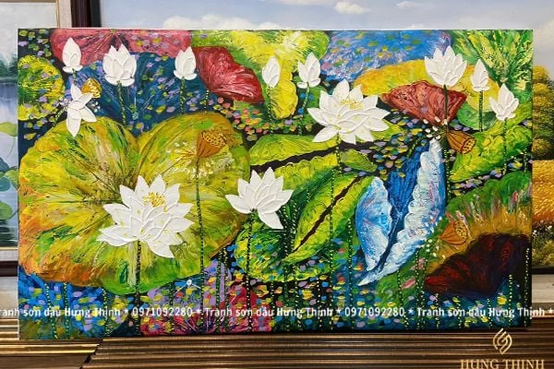 cách vẽ tranh sơn dầu đắp nổi trên nền canvas hoa nổi