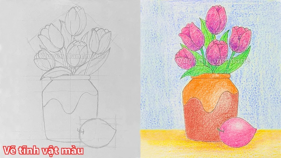 Các bước dựng hình trong cách vẽ tranh tĩnh vật cách vẽ tranh tĩnh vật theo từng bước dựng hình