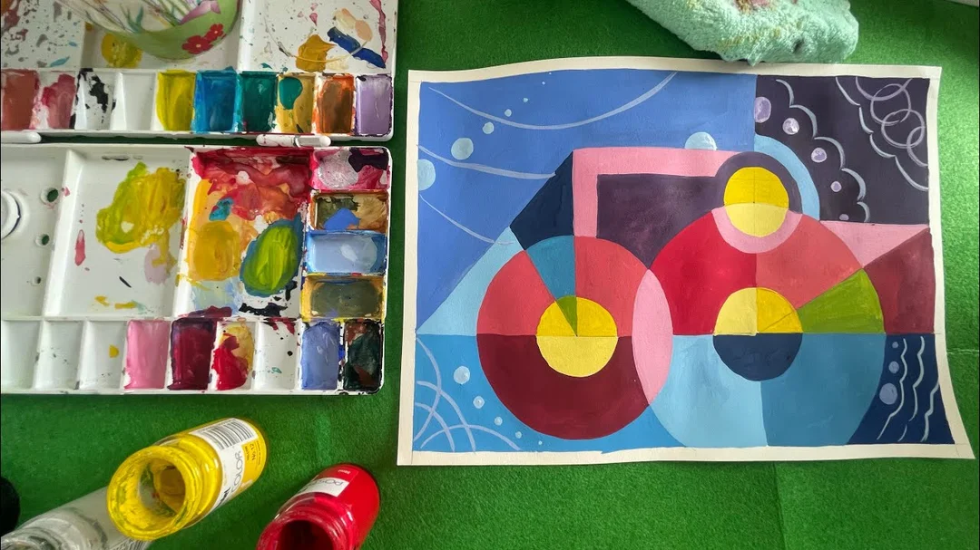 cách vẽ tranh trừu tượng với bộ màu acrylic và canvas cơ bản
