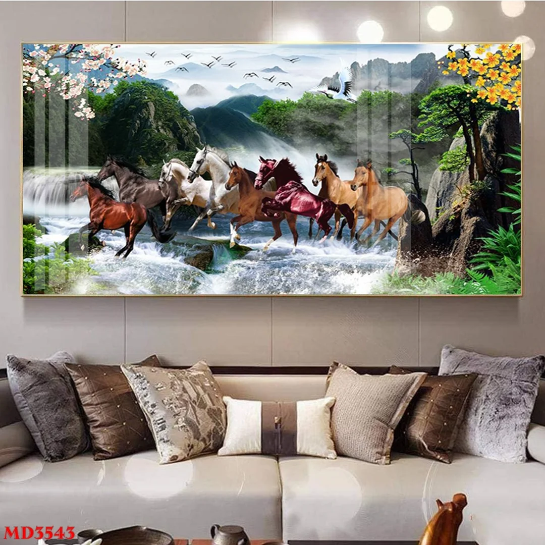 gạch tranh trang trí phòng khách phong cảnh sơn thủy khổ lớn
