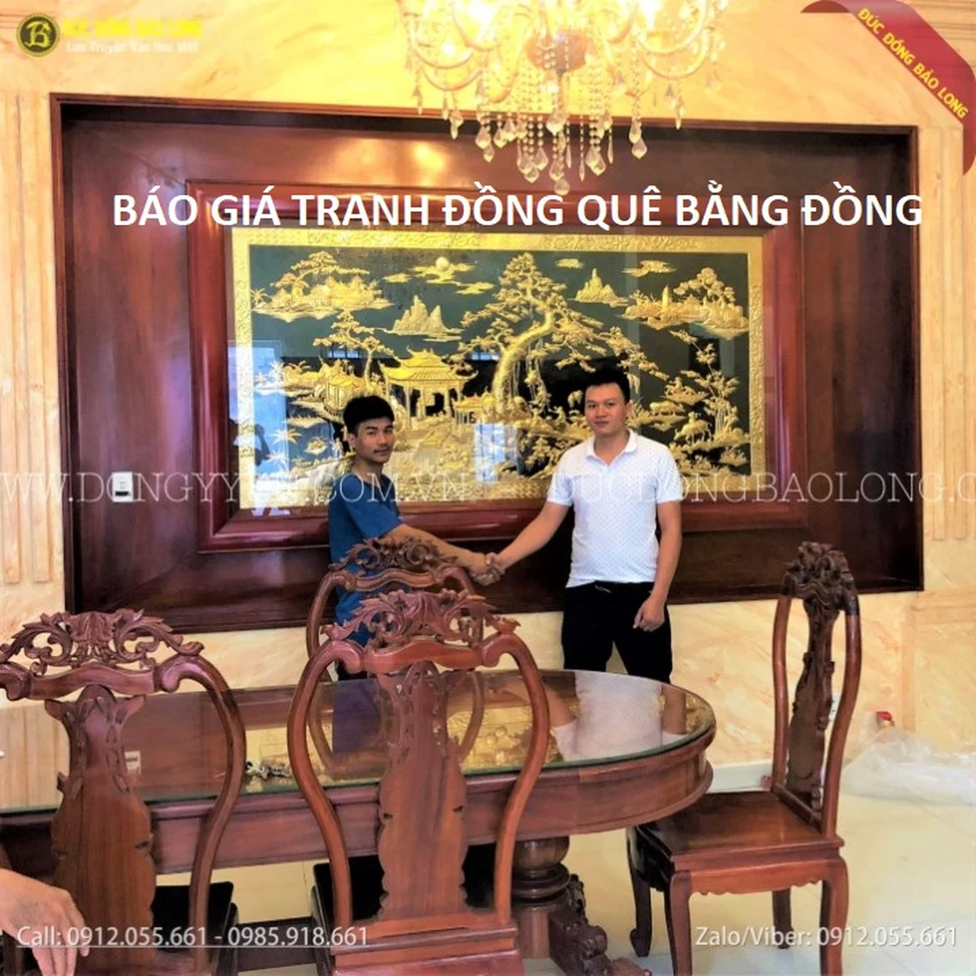 Bảng giá tranh đồng quê bằng đồng chạm tay giá tranh đồng quê bằng đồng chạm tay khung gỗ