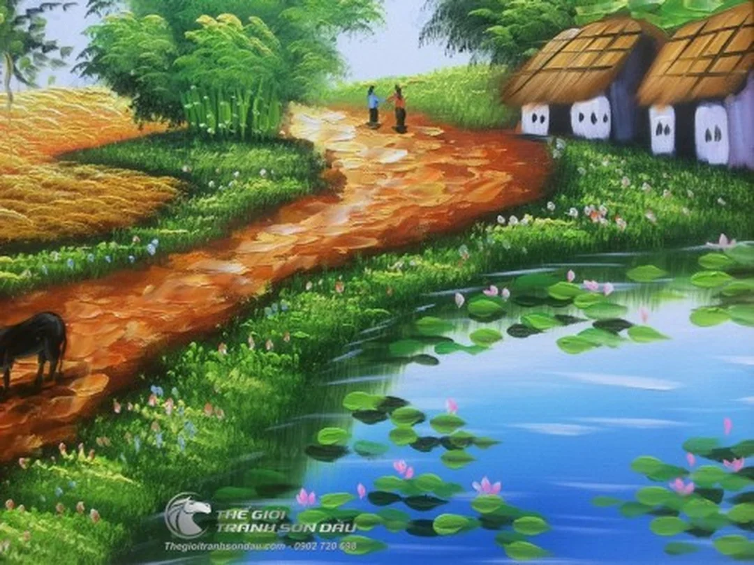 Giá tranh đồng quê đẹp giá rẻ bằng sơn dầu giá tranh đồng quê đẹp giá rẻ bằng sơn dầu