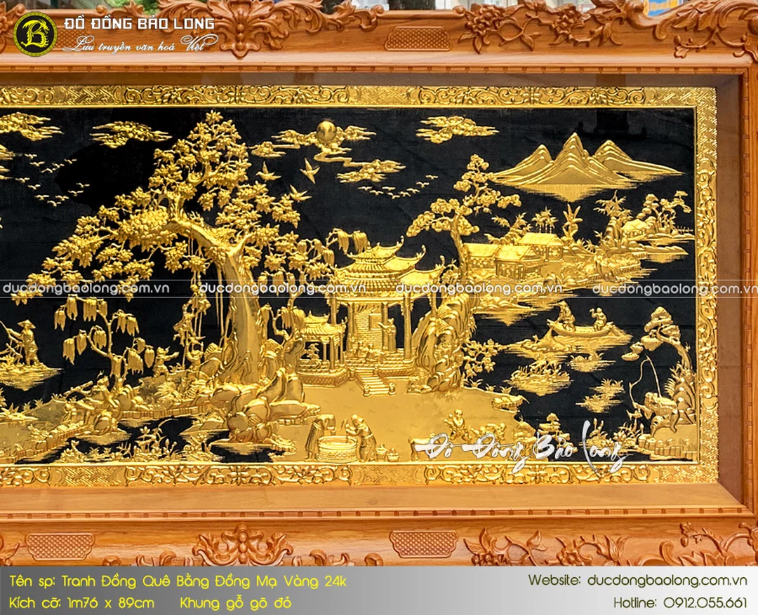 Giá tranh đồng quê mạ vàng khung gỗ gõ đỏ giá tranh đồng quê mạ vàng khung gỗ gõ đỏ