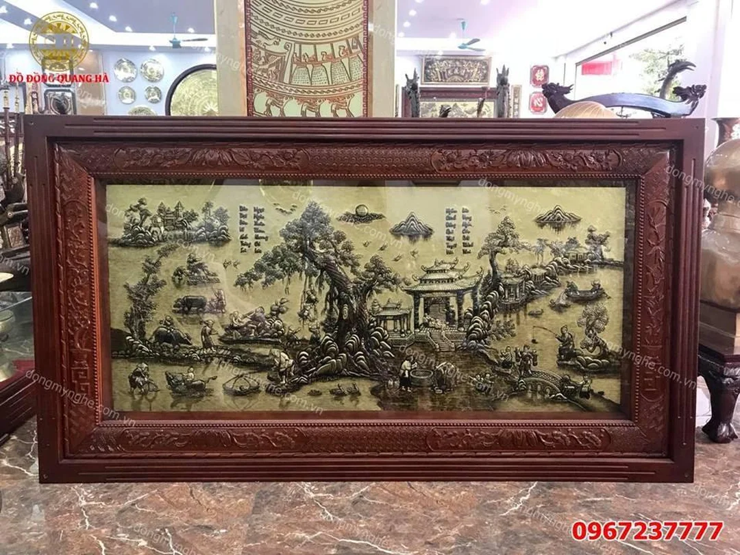 Giá tranh đồng quê xước giả cổ cho phòng khách giá tranh đồng quê xước giả cổ cho phòng khách