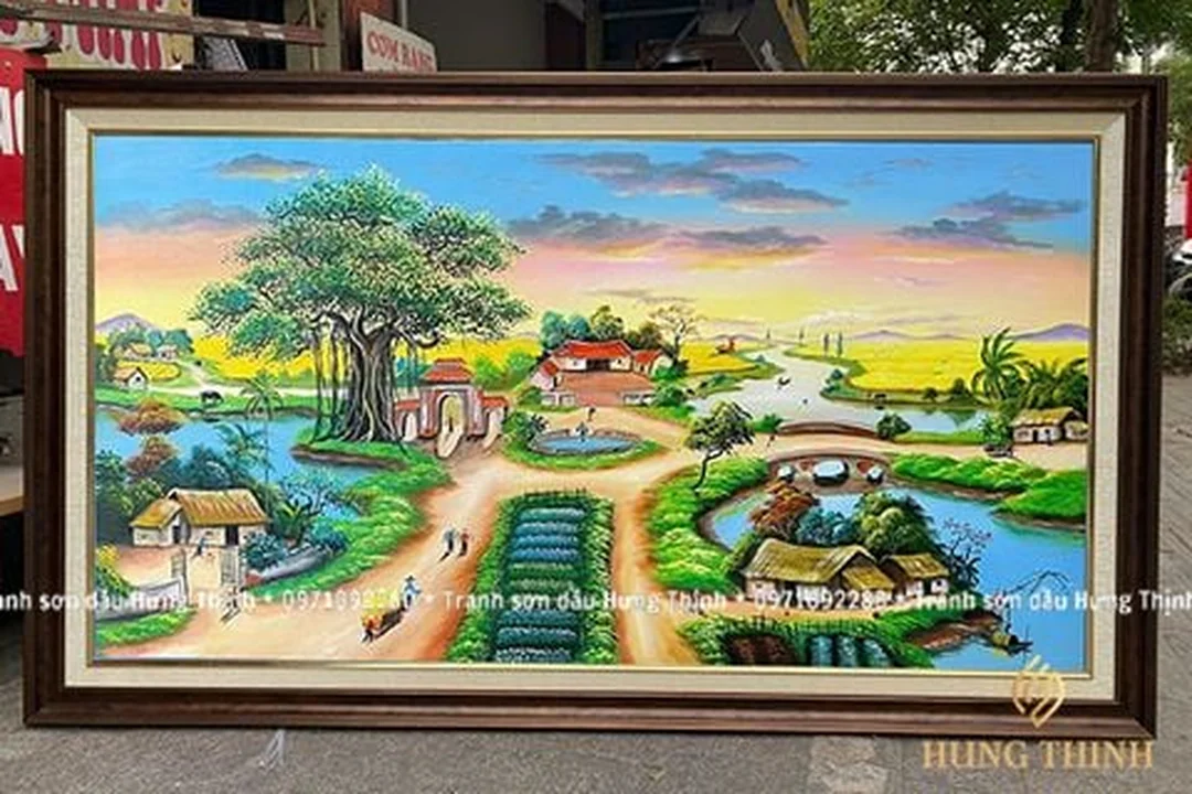 Chọn kích thước tranh sơn dầu đồng quê theo không gian giá tranh sơn dầu đồng quê khổ lớn cho phòng khách