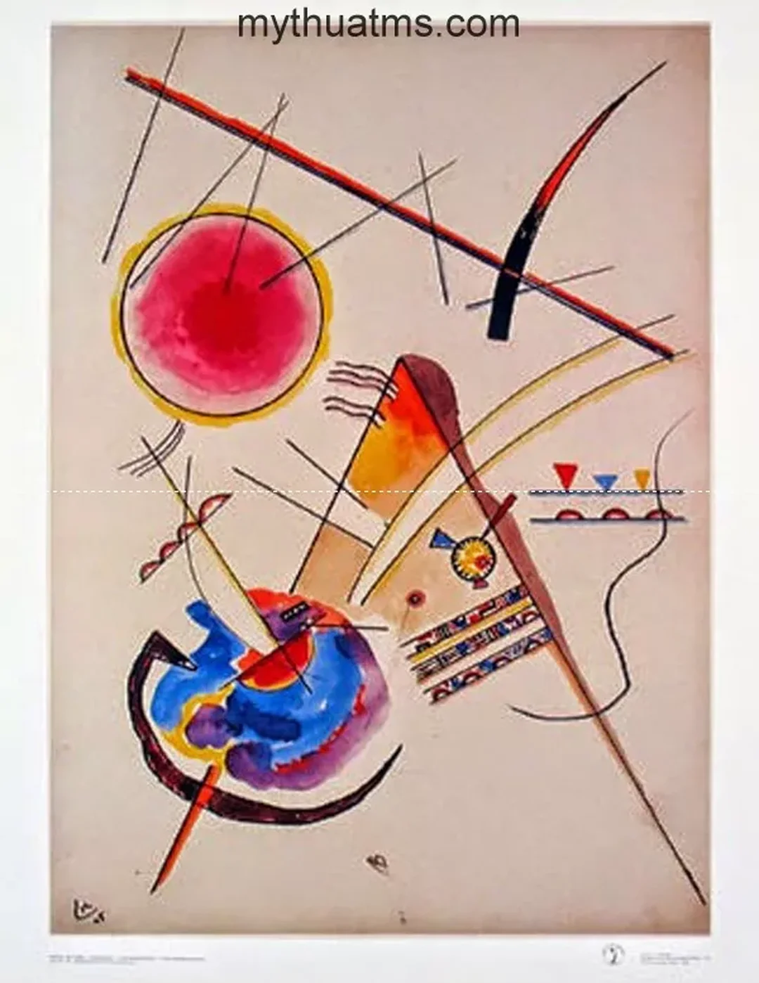 họa sĩ vẽ tranh trừu tượng Kandinsky với bố cục màu nước đầu thế kỷ 20