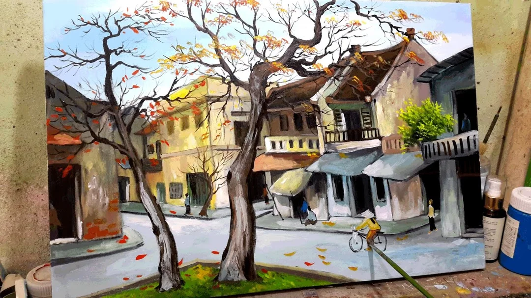 Học vẽ - hướng dẫn vẽ tranh phố cổ cho người mới học