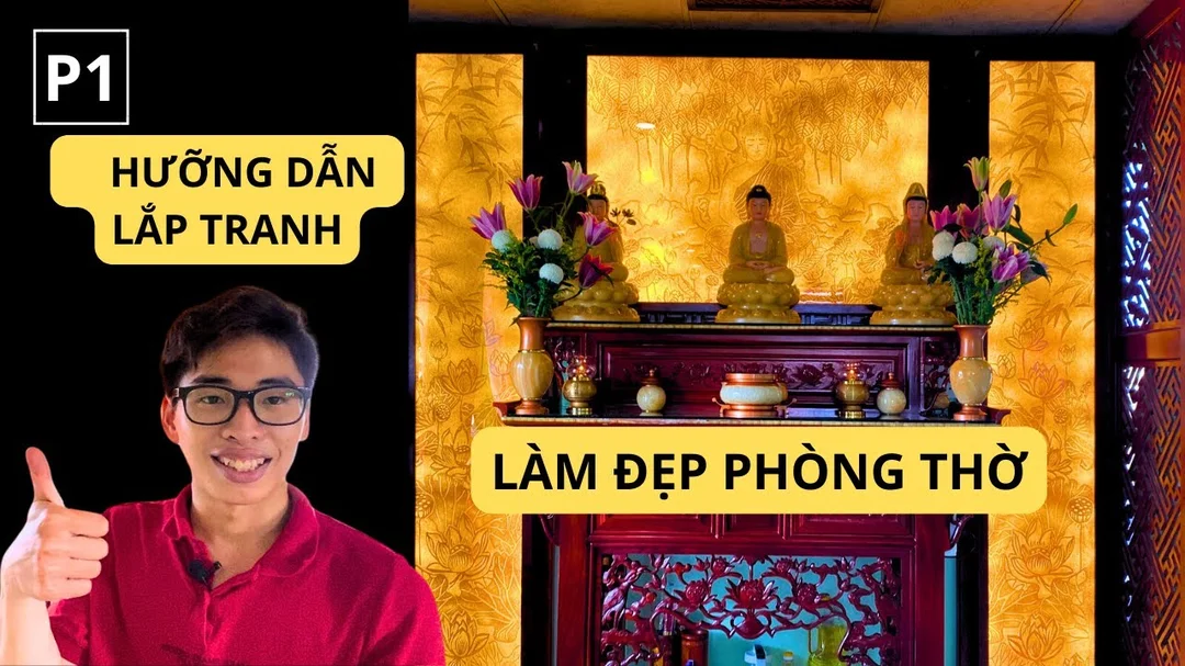 Hướng dẫn lắp tranh trúc chỉ hoa sen cho phòng thờ