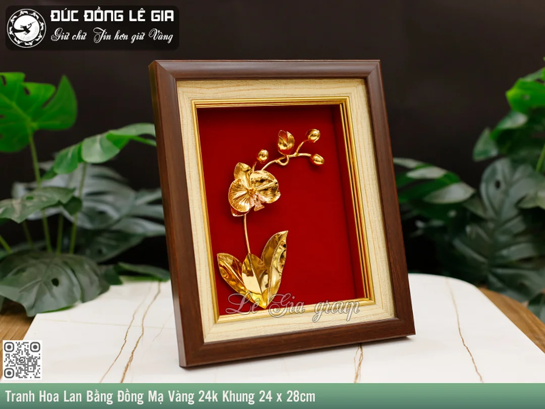 Khung tranh phong lan mạ vàng cho không gian trang trọng khung tranh phong lan mạ vàng cho tranh hoa lan cao cấp