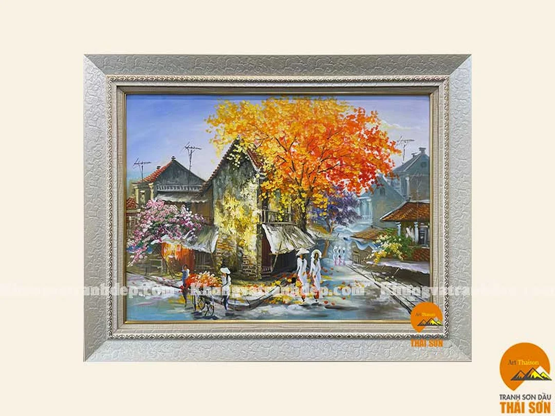 khung tranh sơn dầu màu trắng cho không gian hiện đại