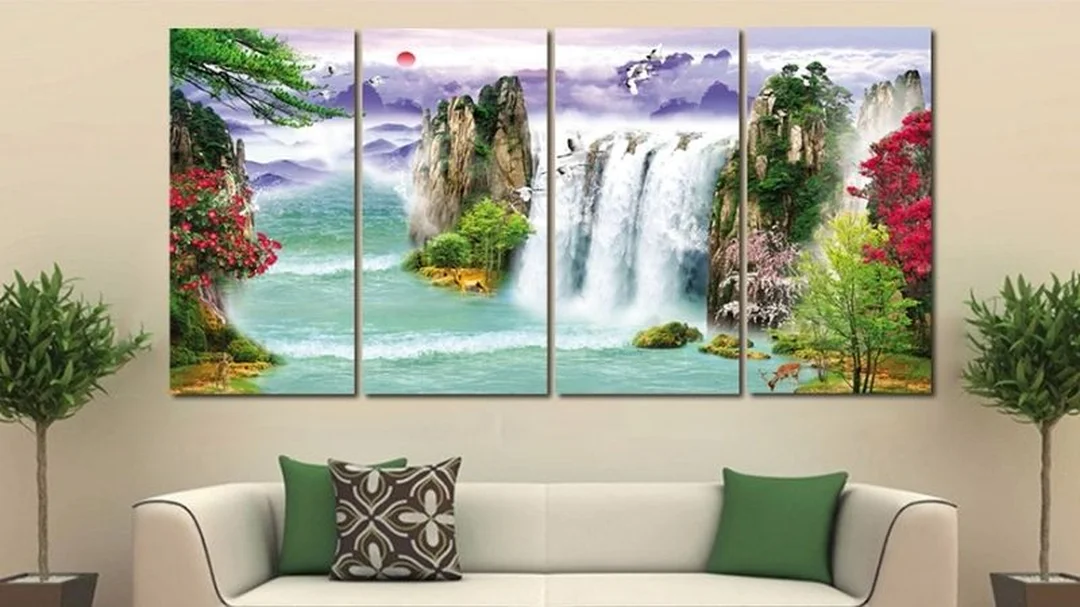 kích thước tranh phong thủy cho người mệnh thủy treo phòng khách