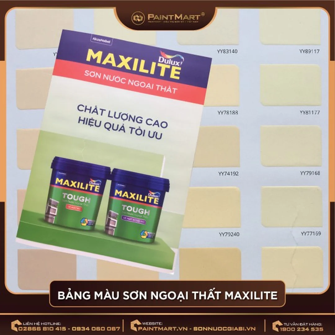 Thông số và bảng màu sơn dầu Maxilite cập nhật 2026 mã màu sơn dầu maxilite và thông số độ phủ cập nhật 2026