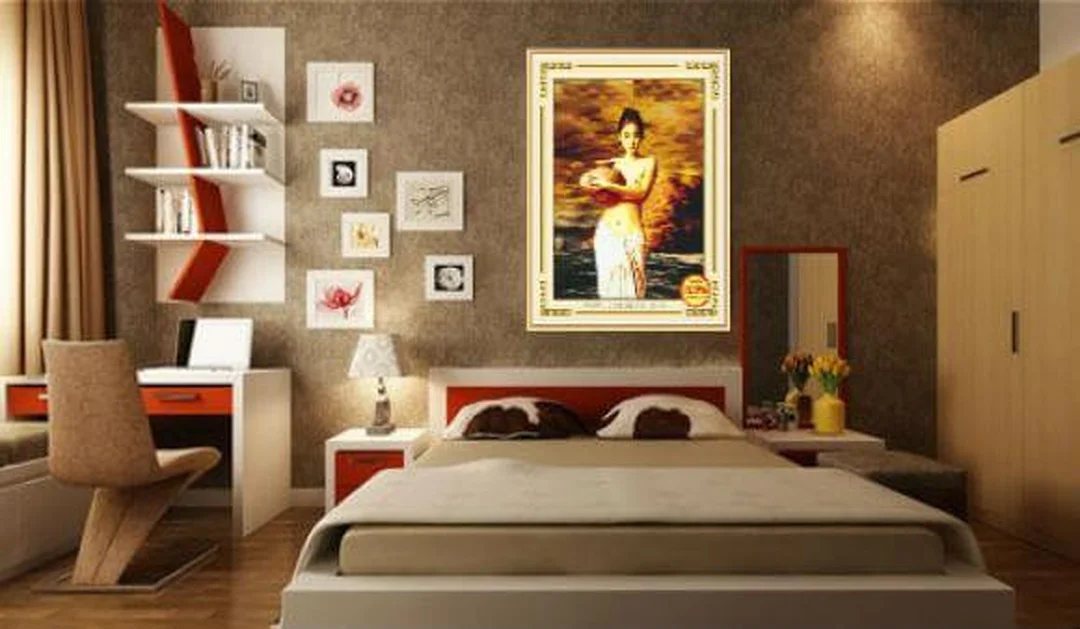mẫu khung tranh gỗ đẹp treo đầu giường với bố cục cân đối mẫu khung tranh gỗ đẹp treo đầu giường với bố cục cân đối