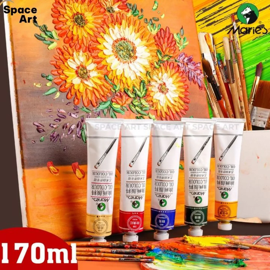 So sánh màu sơn dầu Maries với dòng phổ thông màu sơn dầu maries đặt cạnh các dòng màu vẽ phổ thông