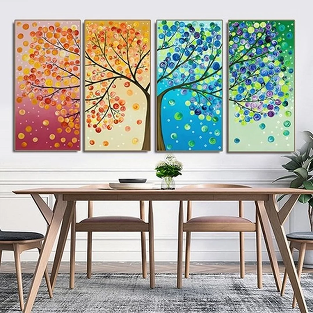mua tranh nghệ thuật cây bốn mùa làm quà tân gia