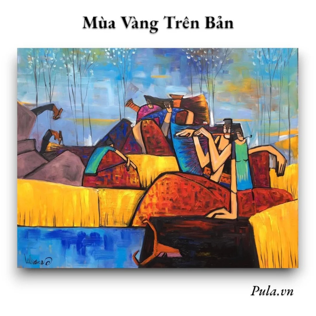 mua tranh nghệ thuật mùa vàng trên bàn trang trí