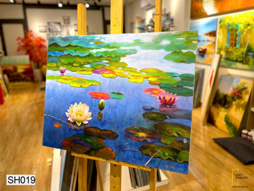 Mua tranh sơn dầu hồ sen trang trí nhà mua tranh sơn dầu hồ sen trang trí nhà