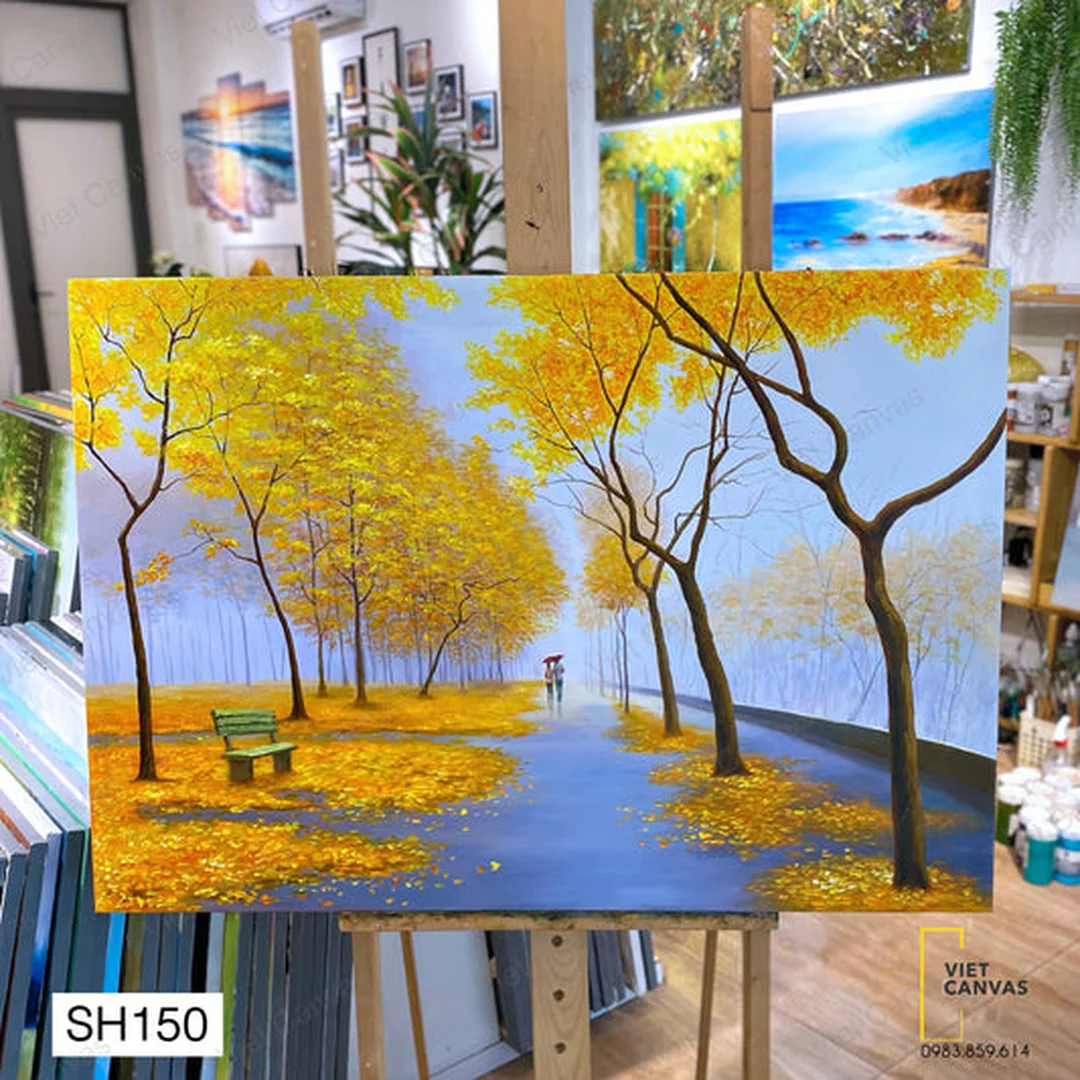 Mua tranh sơn dầu thu vàng treo phòng khách mua tranh sơn dầu thu vàng treo phòng khách