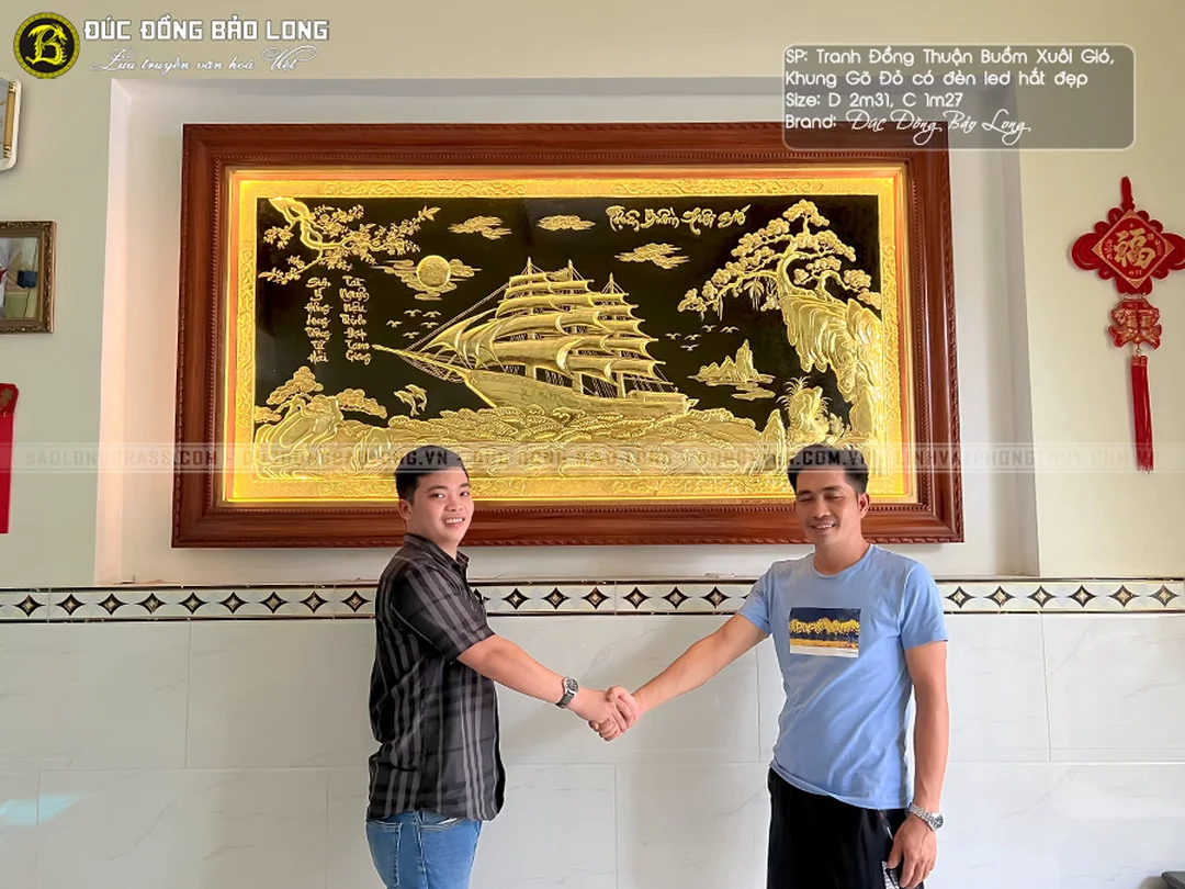 Tranh thuận buồm xuôi gió khung gỗ tặng nhà mới mua tranh tặng tân gia thuận buồm xuôi gió khung gỗ