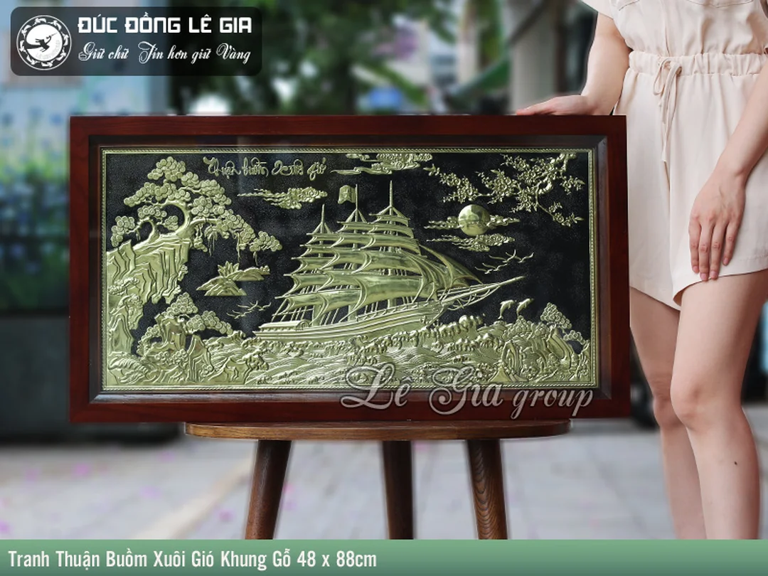 Tranh thuận buồm xuôi gió mạ vàng làm quà tân gia mua tranh tặng tân gia thuận buồm xuôi gió mạ vàng
