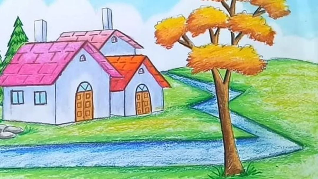 Quy trình vẽ tranh phong cảnh đơn giản lớp 9 bằng các mảng lớn Quy trình vẽ tranh phong cảnh đơn giản lớp 9 bằng các mảng lớn