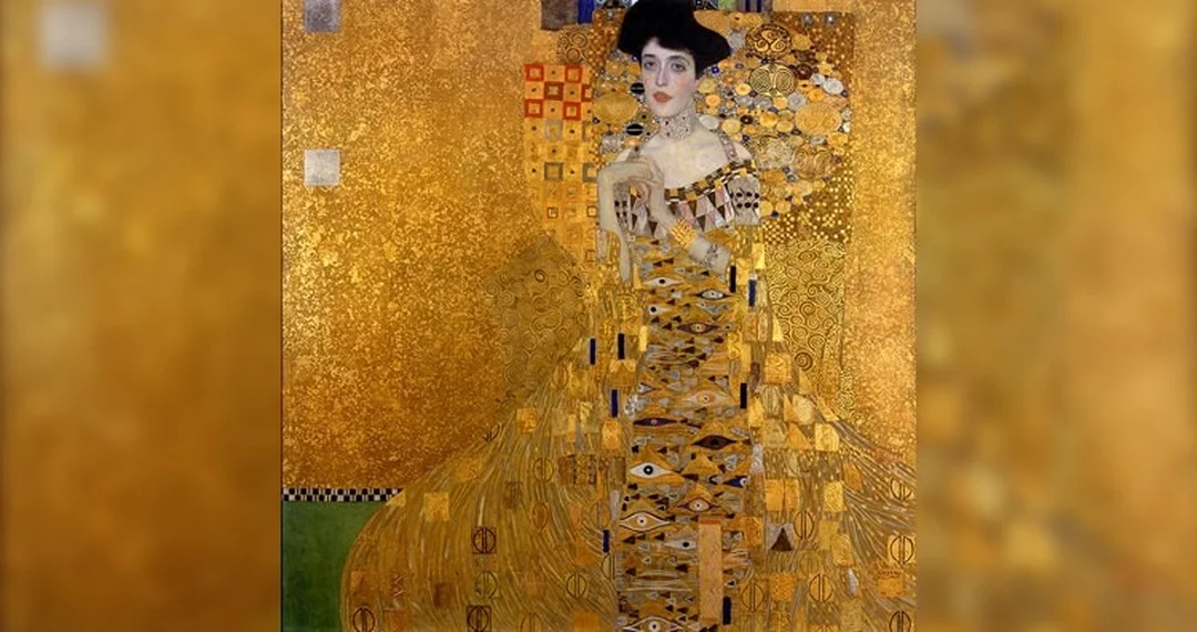 tác phẩm hội họa Adele Bloch-Bauer I của Gustav Klimt sử dụng vàng lá trang trí