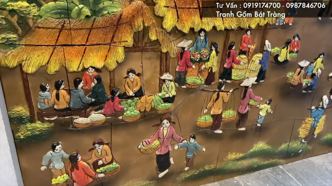 Thi công tranh gốm ốp tường Bát Tràng tại Hà Nội
