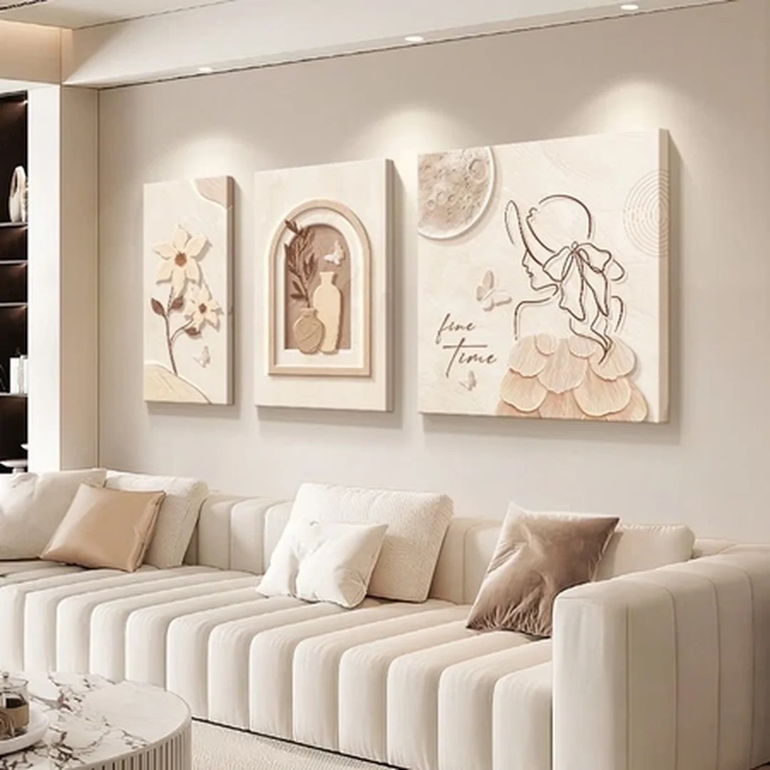 Tranh treo tường canvas bộ 3 tấm nghệ thuật tranh canvas treo tường bộ 3 tấm cô gái và hoa nghệ thuật